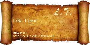 Löb Timur névjegykártya